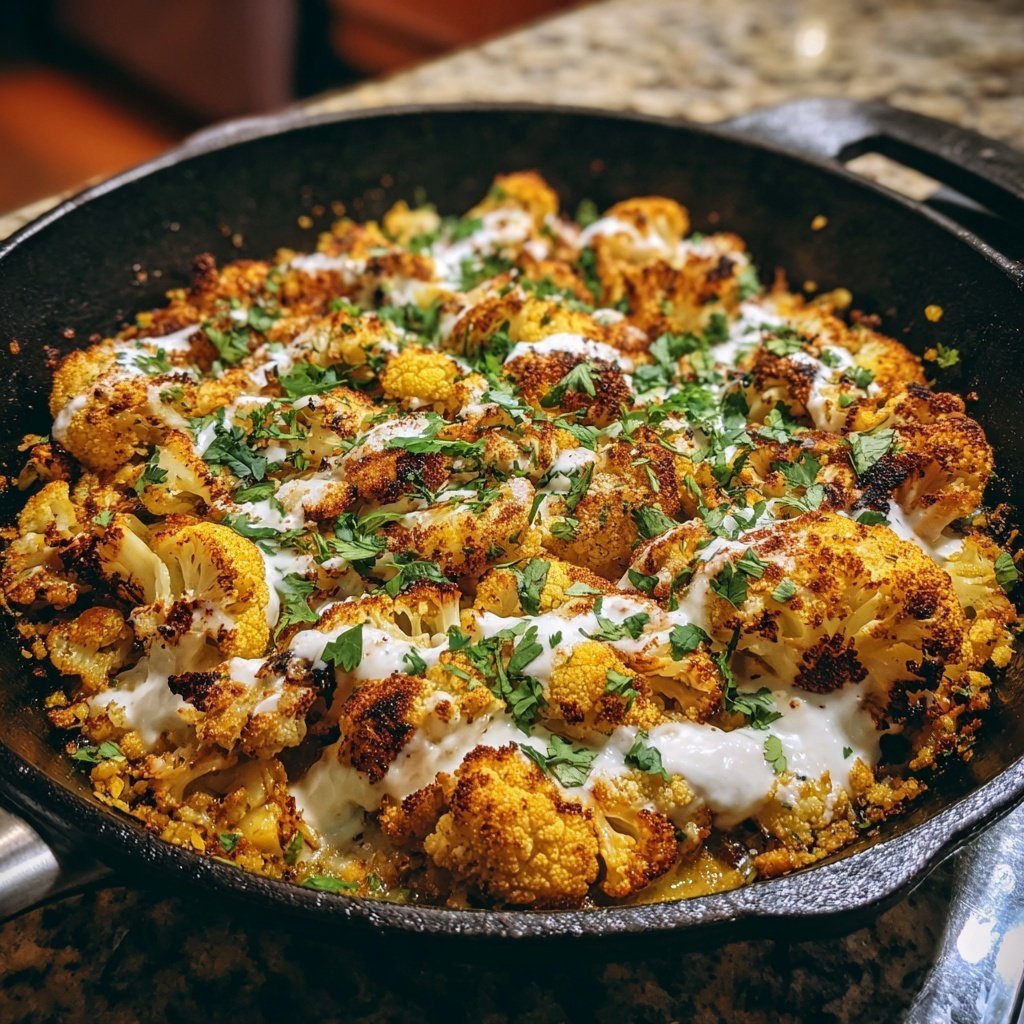 Blumenkohl Pfanne Mit Zitronen Joghurt