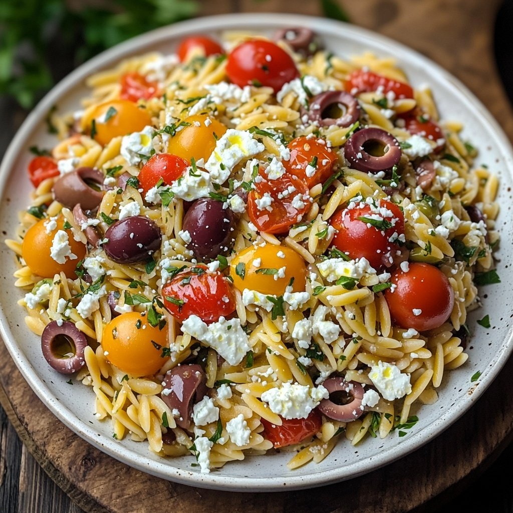 Griechischer Orzo Nudelsalat