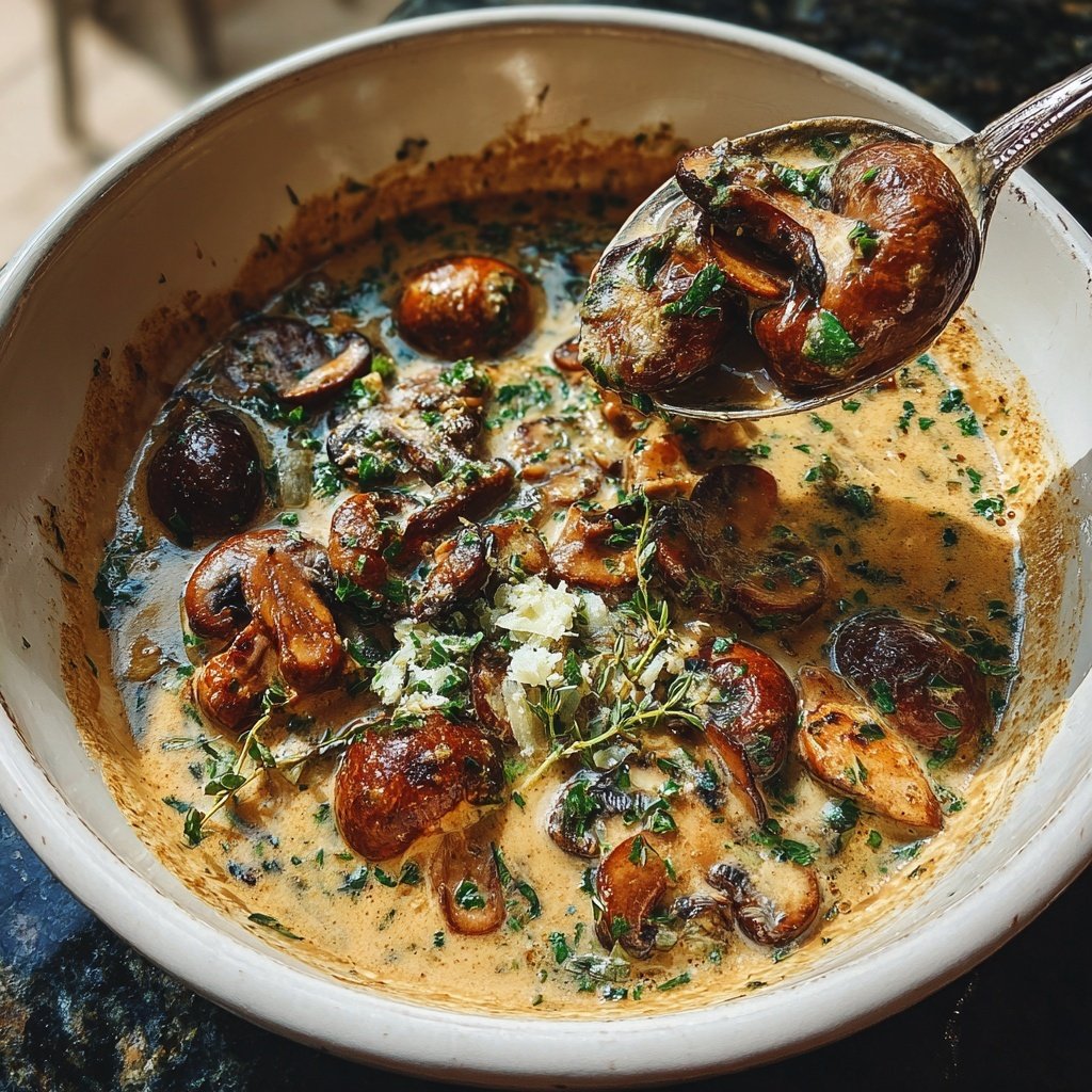 Abendessen mit cremiger Pilzpfanne