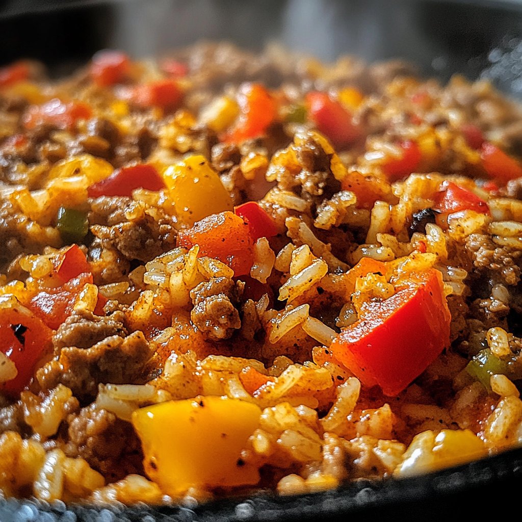 Hackfleisch Paprika Reis Pfanne