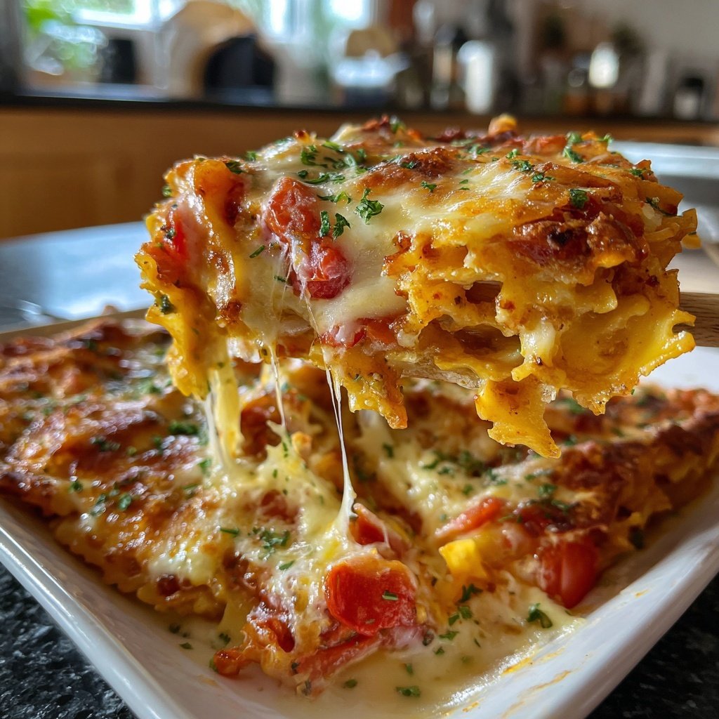 Nudelauflauf mit Tomaten und Mozzarella