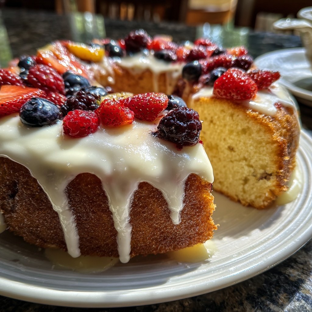 Zitronenkuchen mit Beeren